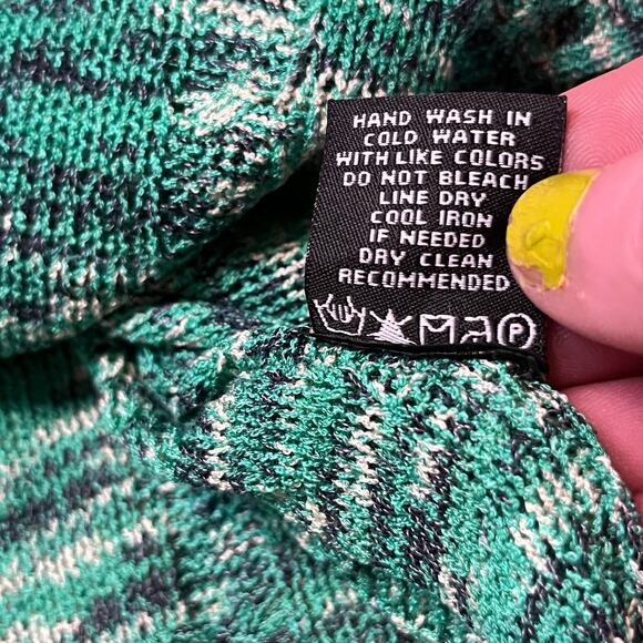 Vertigo Paris boho knit sweater dress M green marled V-neck batwing drawstring - Picture 11 of 16